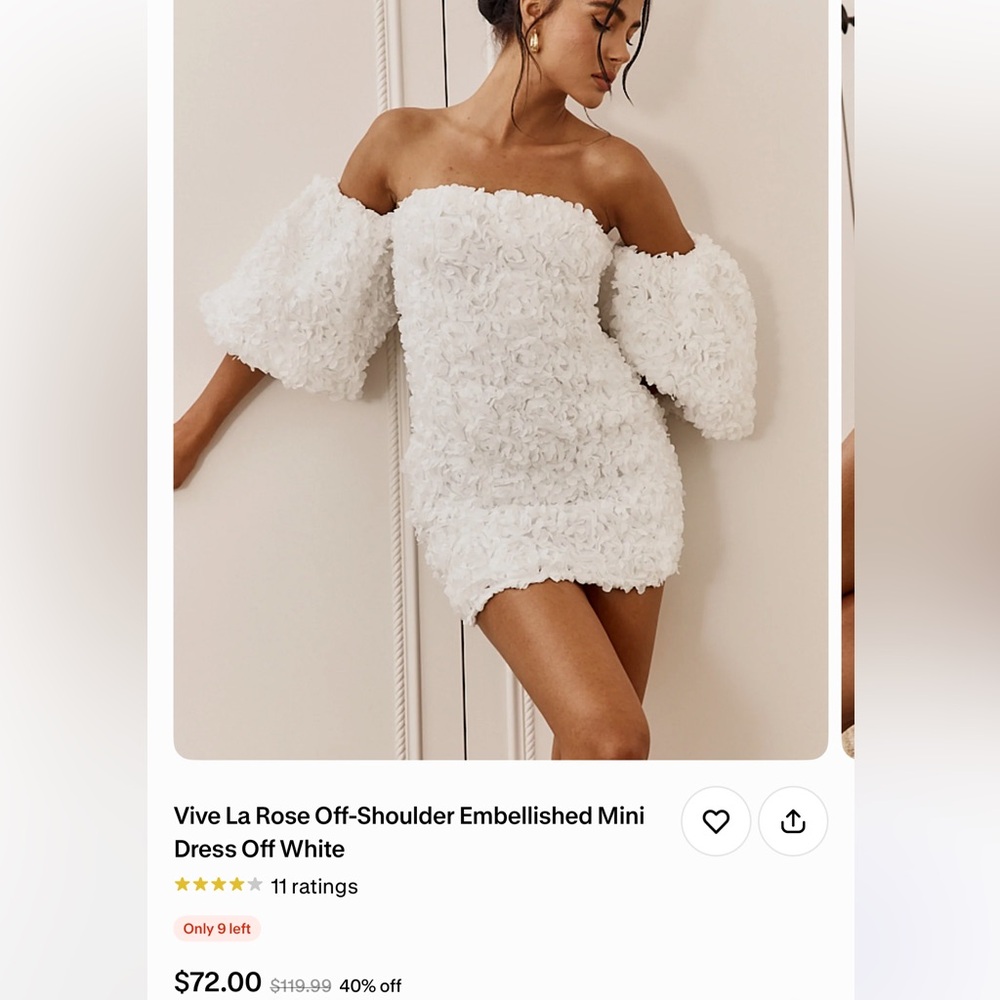 Selfie Leslie White Floral-Embellished Off-Shoulder Mini Dress